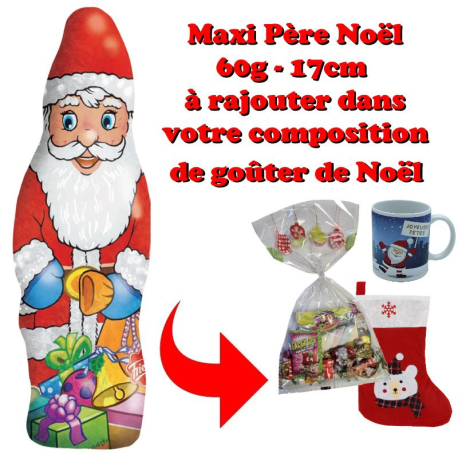 RAJOUT de 1 Père Noël en chocolat au lait s/alu 60g/16,5cm