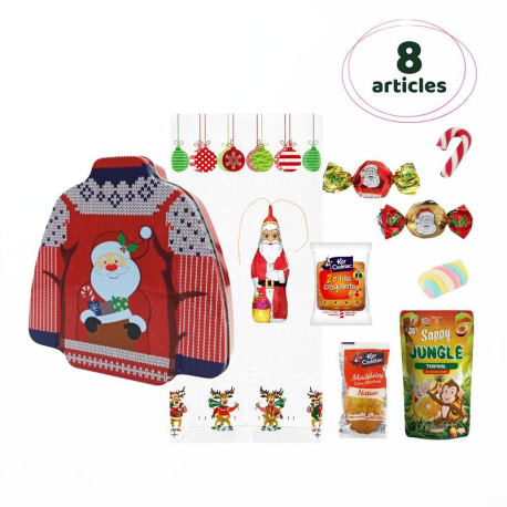 PRECOMMANDE Goûter dans boîte en métal Pull de Noël - 8 articles