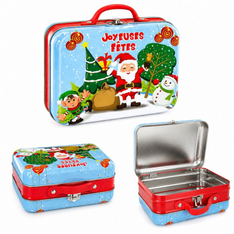 PRECOMMANDE Goûter dans Valisette en métal décor Noël - 12 confiseries