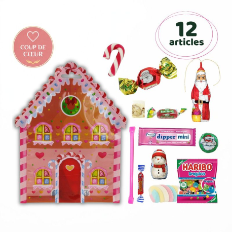 PRECOMMANDE Sachet forme Maison de Noël - 12 confiseries