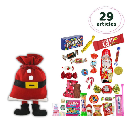 PRECOMMANDE Sachet Hotte du Père Noël en feutrine -29 confiseries