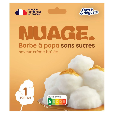 Barbe à papa sans sucre crème brûlée - carton de 8 sachets de 20g