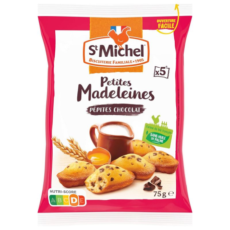 Madeleines coquilles pépites de chocolat St Michel 75g - 24 paquets