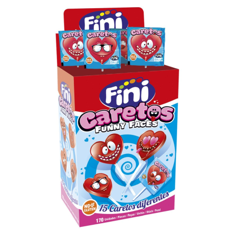Sucettes Caretos coeurs fraise - boîte de 170