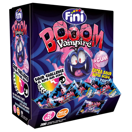 Bubble gum Vampire (colorent la langue) - boîte de 200