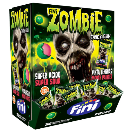 Bubble gum Zombie (colorent la langue) - boîte de 200