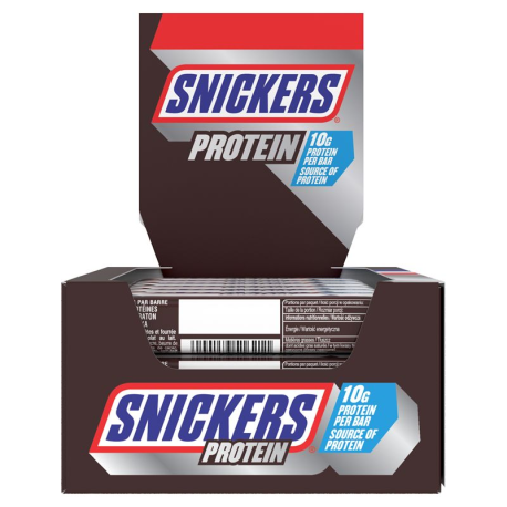 Snickers Protein 47g - boîte de 18 + 1 paire de chaussettes Snickers OFFERTE