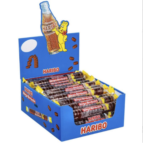 Méga roulettes cola HARIBO 45g - boîte de 40