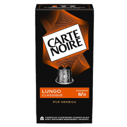 Carte Noire espresso Lungo n°6 - les 10 boîtes de 10 capsules