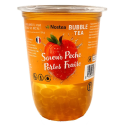Bubble Tea saveur Pêche 400ml et perles Fraise 35g Nostea - lot de 3