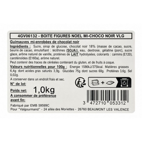 Guimauves mi-chocolatées noir - 1kg
