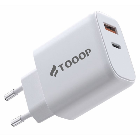 Chargeur rapide 20W USB-C + USB-A TOOOP