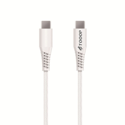 Cable USB-C to USB-C en nylon blanc 1m Premium TOOOP
