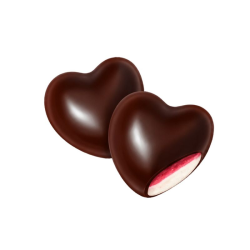 Coeurs guimauve noir fourrés framboise - ballotin de 200g