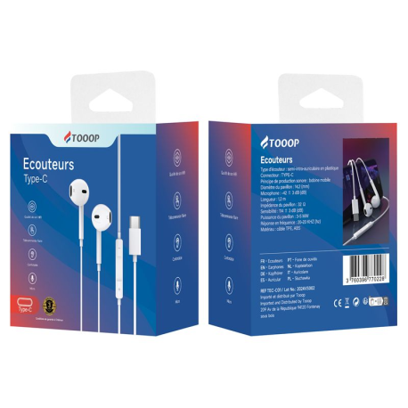 Ecouteurs filaires USB-C TOOOP