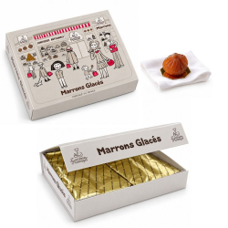 Coffret de 16 Marrons glacés pliès sous alu or - 270g