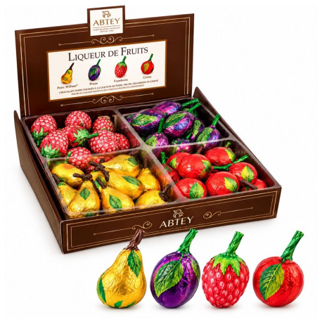 Chocolat noir fourrés aux Liqueurs de 4 fruits assortis - 72 pièces de 10g